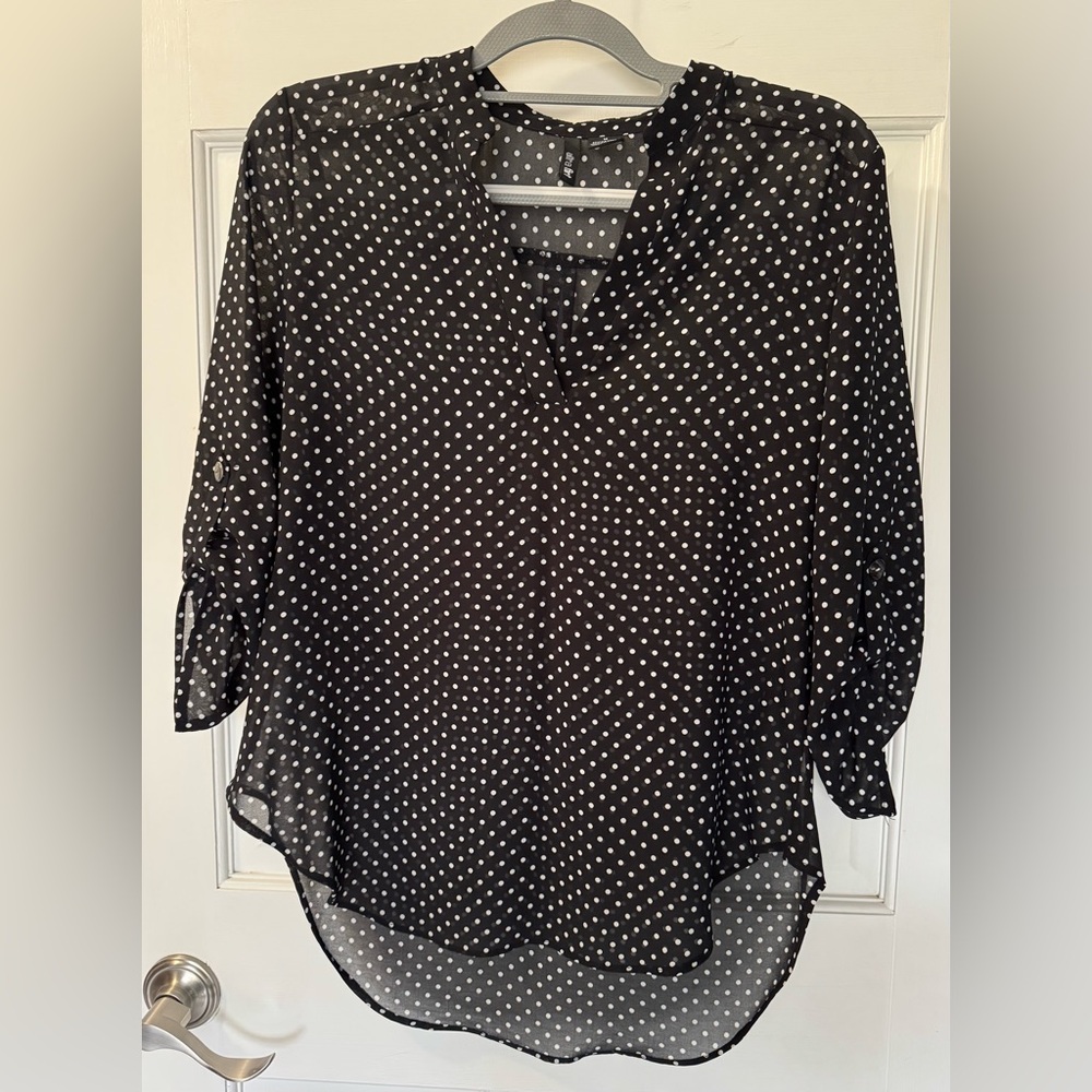 Ultra Flirt Sheer Black Blouse Size Medium